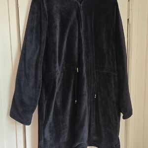 SHEIN Black Teddy Jacket Plush Zip-Up Coat